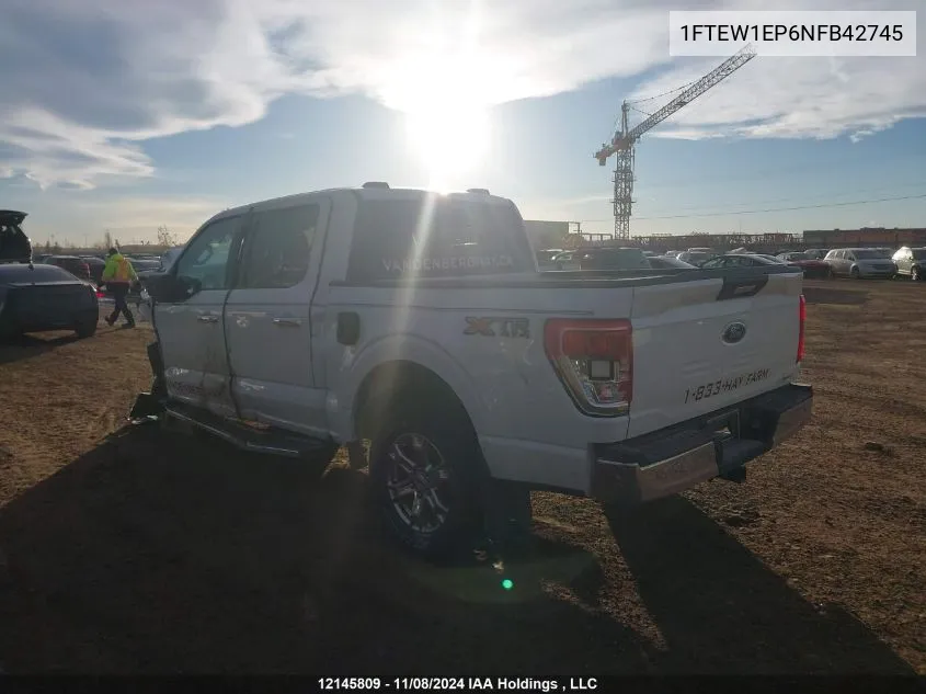 2022 Ford F150 Supercrew VIN: 1FTEW1EP6NFB42745 Lot: 12145809