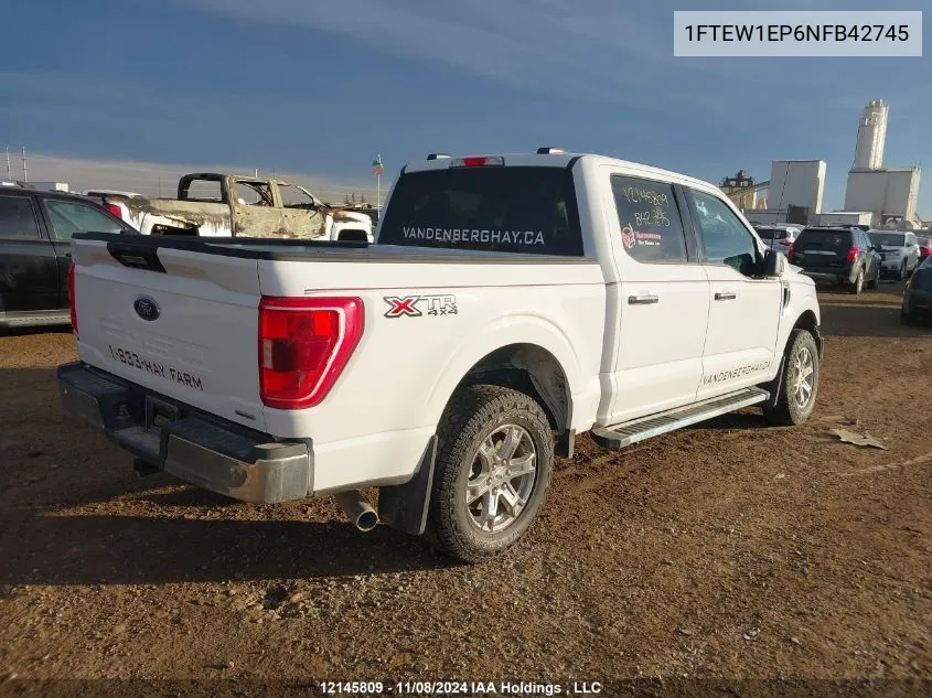 2022 Ford F150 Supercrew VIN: 1FTEW1EP6NFB42745 Lot: 12145809