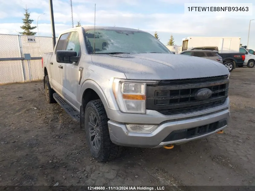 2022 Ford F150 Supercrew VIN: 1FTEW1E88NFB93463 Lot: 12149680