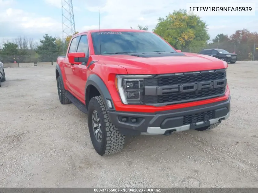 2022 Ford F-150 Raptor VIN: 1FTFW1RG9NFA85939 Lot: 37755087