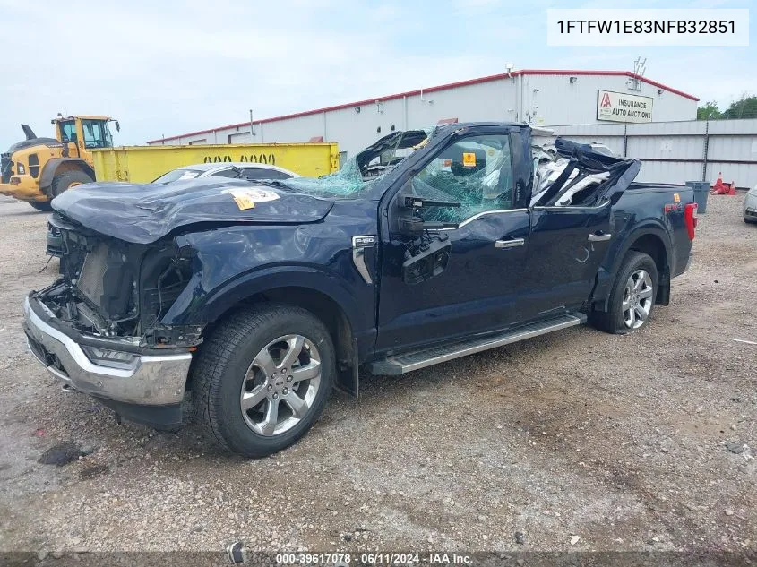 1FTFW1E83NFB32851 2022 Ford F-150 Lariat