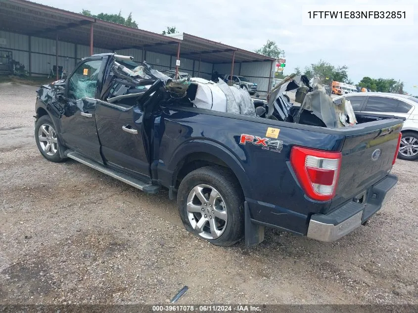 2022 Ford F-150 Lariat VIN: 1FTFW1E83NFB32851 Lot: 39617078