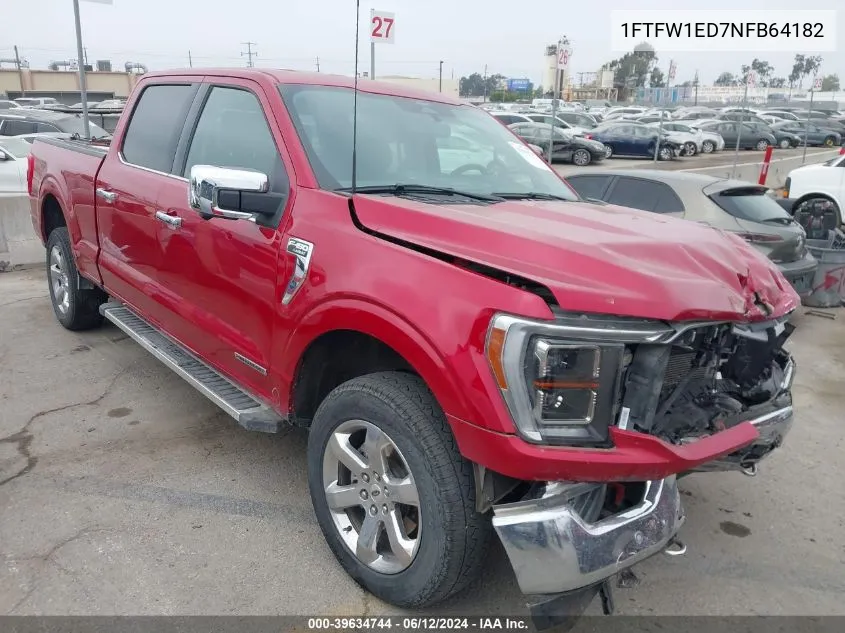 2022 Ford F-150 Lariat VIN: 1FTFW1ED7NFB64182 Lot: 39634744