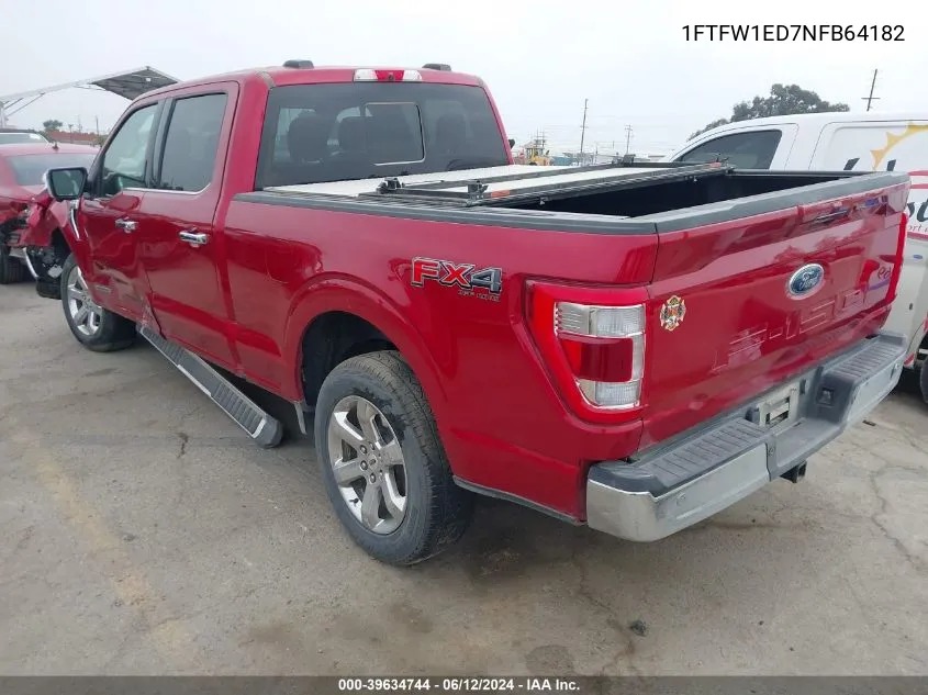 2022 Ford F-150 Lariat VIN: 1FTFW1ED7NFB64182 Lot: 39634744