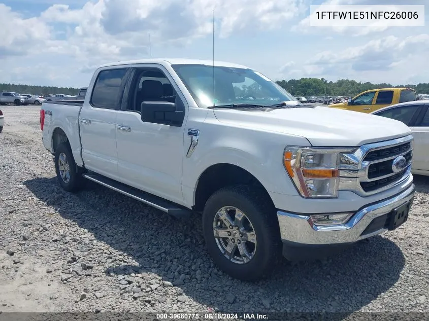 2022 Ford F-150 Xlt VIN: 1FTFW1E51NFC26006 Lot: 39680775