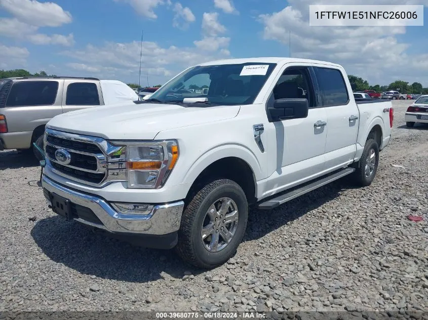 2022 Ford F-150 Xlt VIN: 1FTFW1E51NFC26006 Lot: 39680775