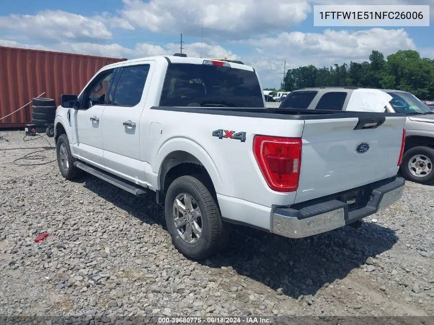 2022 Ford F-150 Xlt VIN: 1FTFW1E51NFC26006 Lot: 39680775