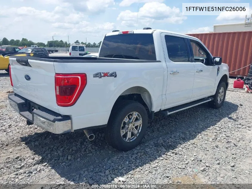 2022 Ford F-150 Xlt VIN: 1FTFW1E51NFC26006 Lot: 39680775