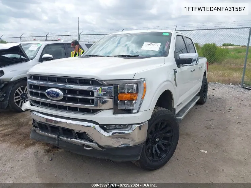 1FTFW1ED4NFA31587 2022 Ford F-150 Lariat