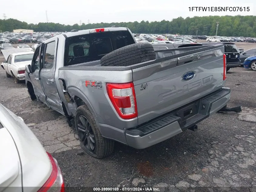 2022 Ford F-150 Lariat VIN: 1FTFW1E85NFC07615 Lot: 39990169