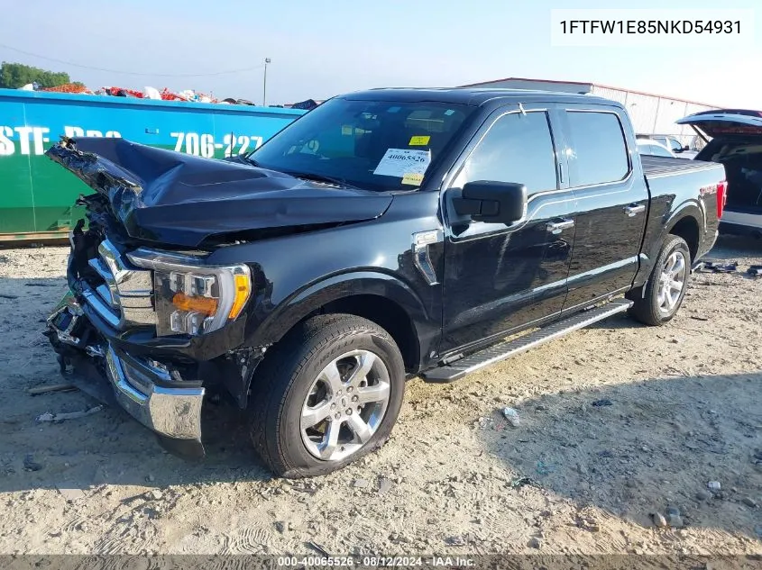 2022 Ford F-150 Xlt VIN: 1FTFW1E85NKD54931 Lot: 40065526