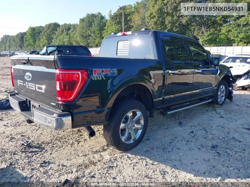 2022 Ford F-150 Xlt VIN: 1FTFW1E85NKD54931 Lot: 40065526