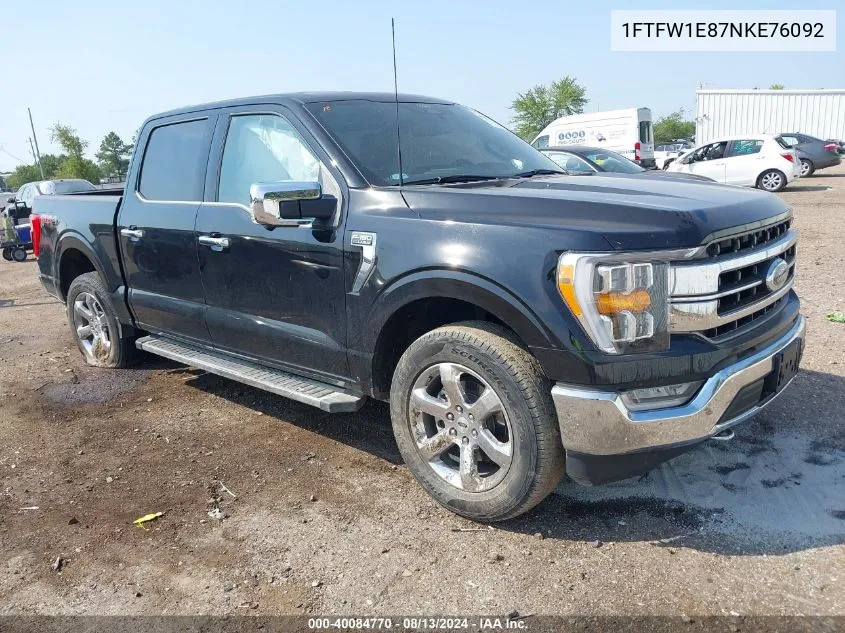 2022 Ford F150 Supercrew VIN: 1FTFW1E87NKE76092 Lot: 40084770