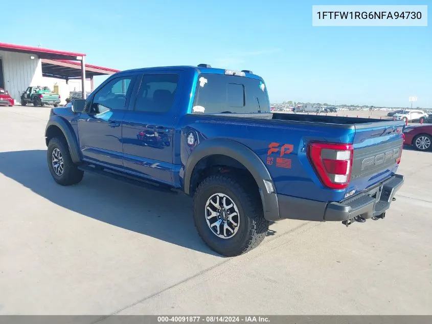 2022 Ford F-150 Raptor VIN: 1FTFW1RG6NFA94730 Lot: 40091877