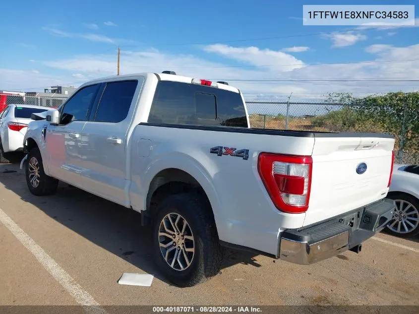 2022 Ford F-150 Lariat VIN: 1FTFW1E8XNFC34583 Lot: 40187071