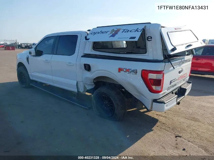 2022 Ford F-150 Supercrew VIN: 1FTFW1E80NFA13431 Lot: 40231328