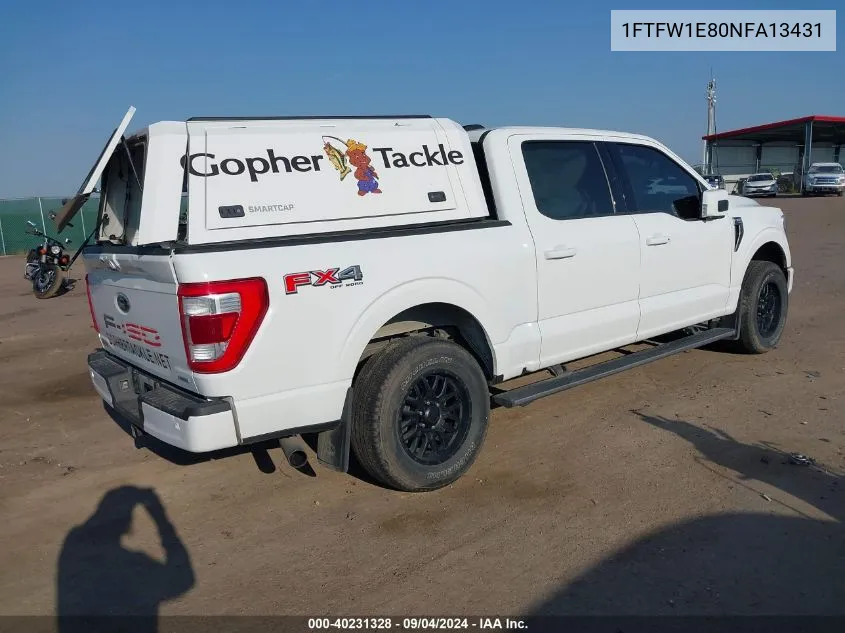 2022 Ford F-150 Supercrew VIN: 1FTFW1E80NFA13431 Lot: 40231328