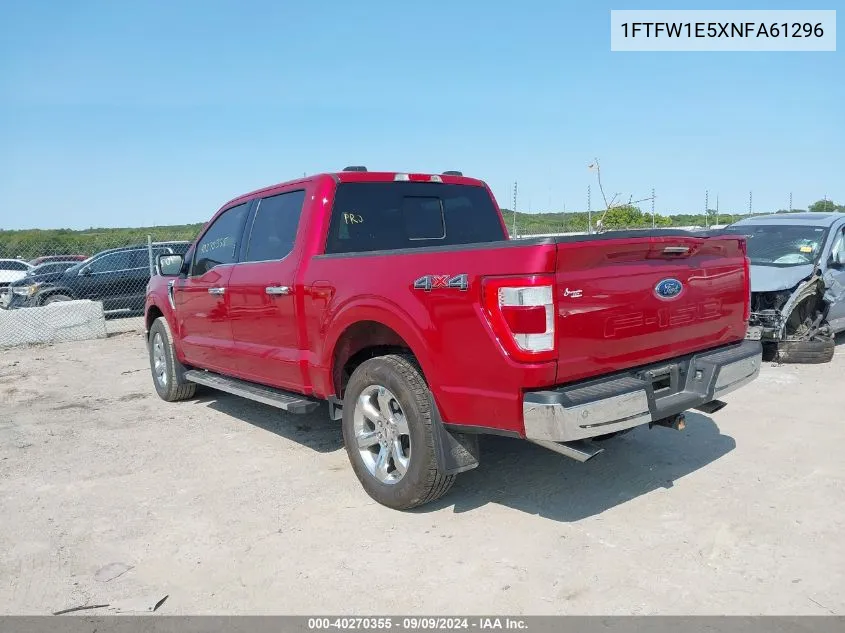 2022 Ford F-150 Lariat VIN: 1FTFW1E5XNFA61296 Lot: 40270355