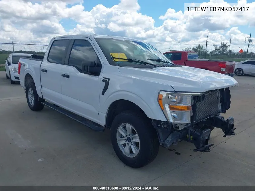 2022 Ford F-150 Xl VIN: 1FTEW1EB7NKD57417 Lot: 40318698