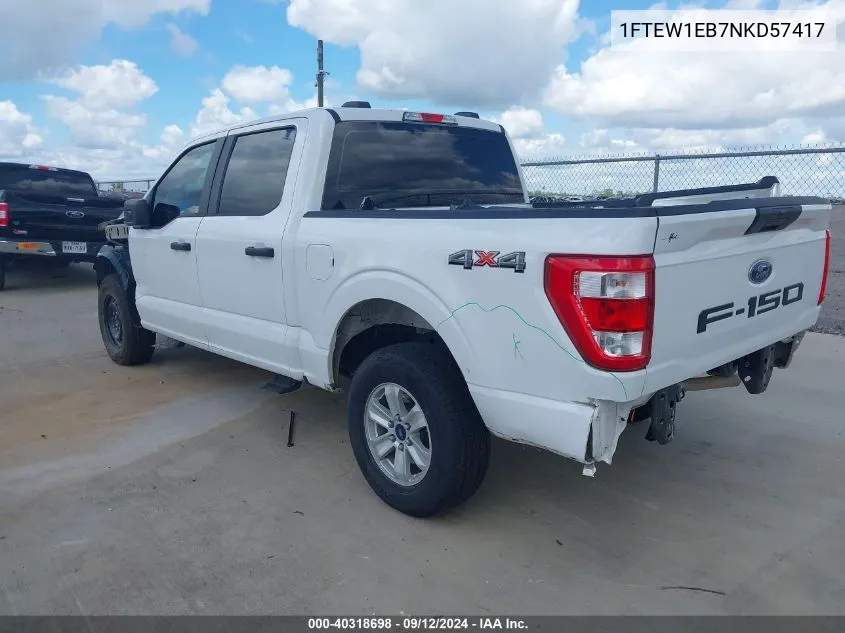 2022 Ford F-150 Xl VIN: 1FTEW1EB7NKD57417 Lot: 40318698