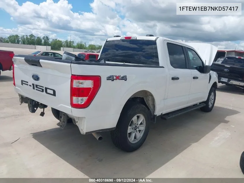 2022 Ford F-150 Xl VIN: 1FTEW1EB7NKD57417 Lot: 40318698