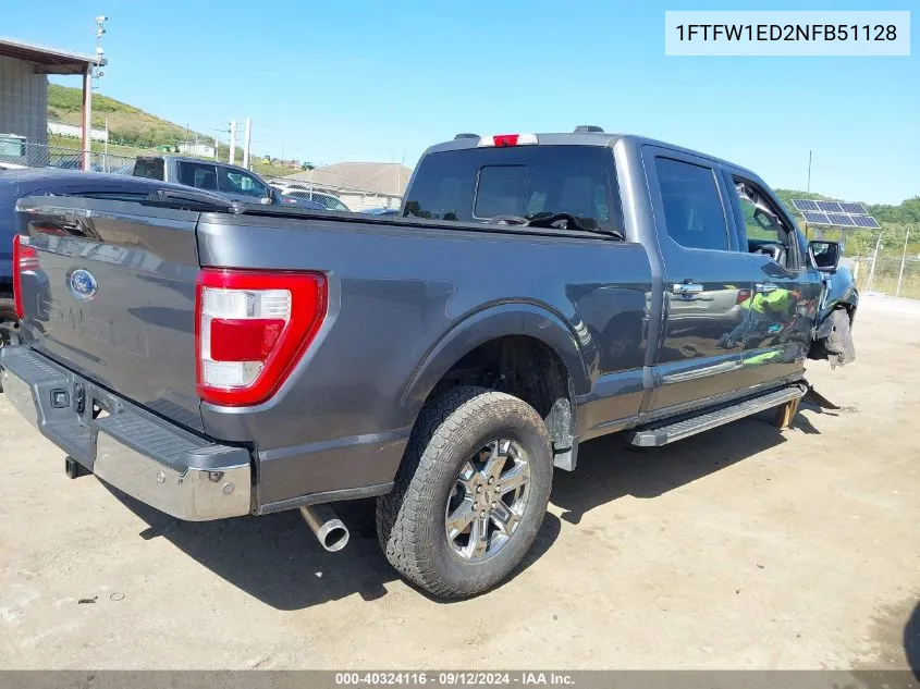 2022 Ford F-150 Lariat VIN: 1FTFW1ED2NFB51128 Lot: 40324116