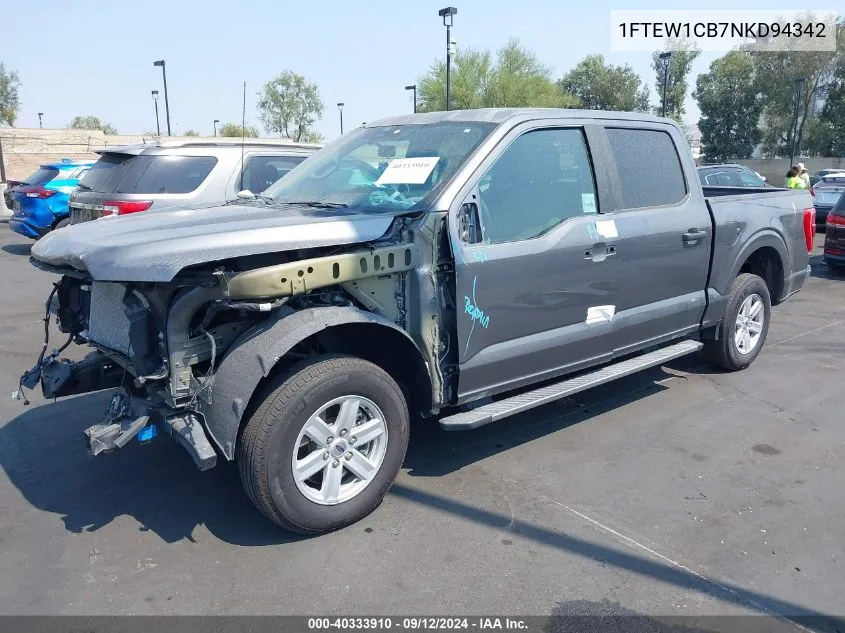 2022 Ford F-150 Xlt VIN: 1FTEW1CB7NKD94342 Lot: 40333910