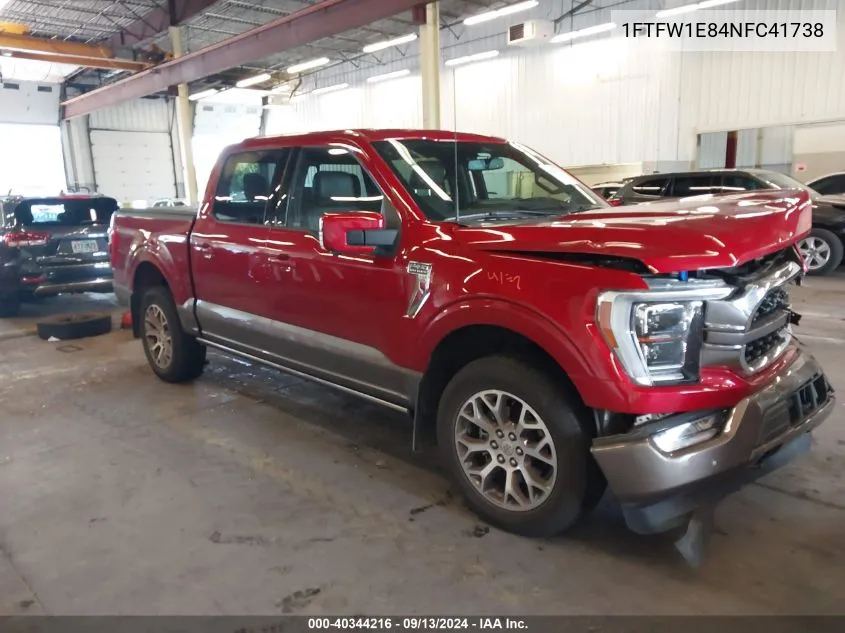 2022 Ford F150 Supercrew VIN: 1FTFW1E84NFC41738 Lot: 40344216