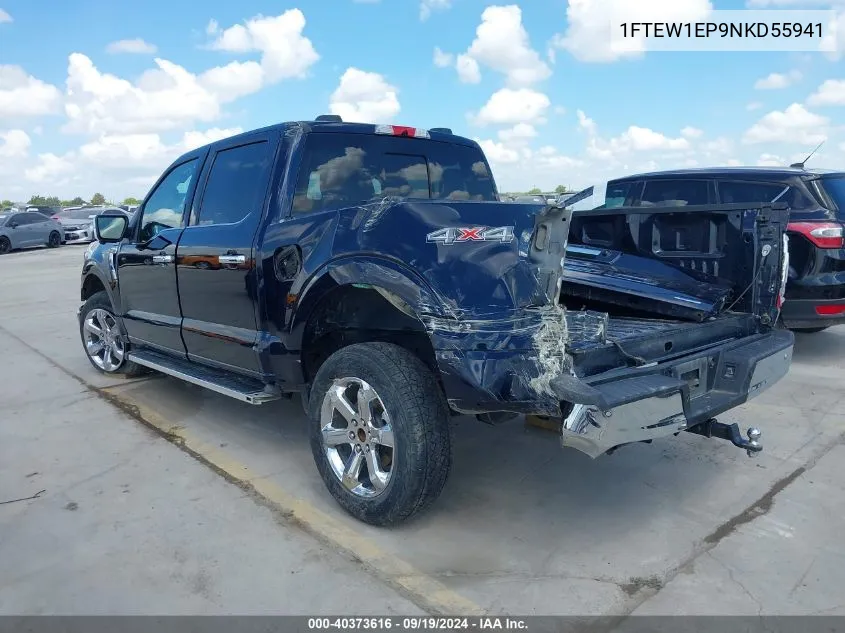 2022 Ford F-150 Lariat VIN: 1FTEW1EP9NKD55941 Lot: 40373616