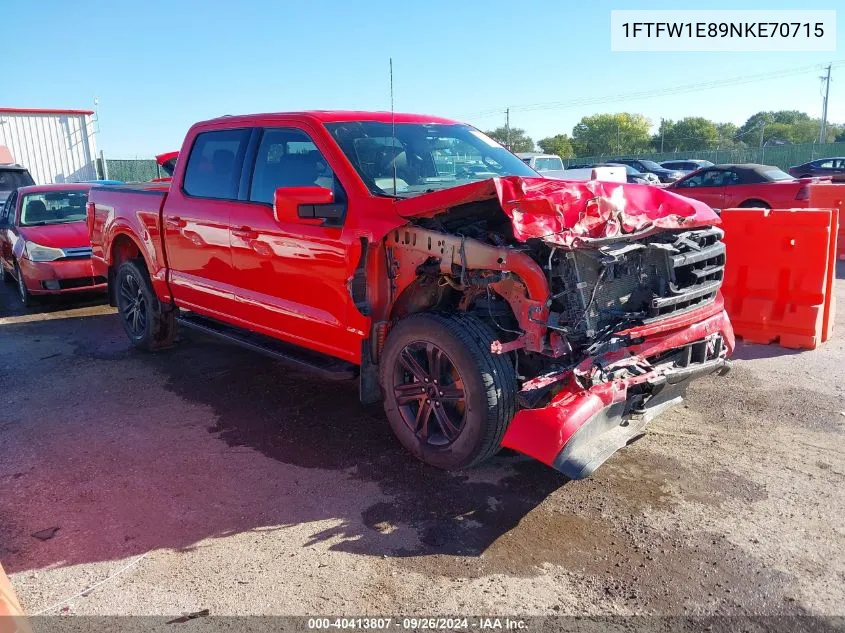 2022 Ford F-150 Lariat VIN: 1FTFW1E89NKE70715 Lot: 40413807