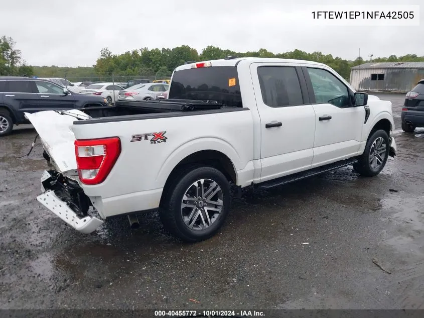 2022 Ford F150 Supercrew VIN: 1FTEW1EP1NFA42505 Lot: 40455772