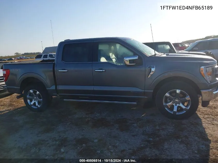 2022 Ford F-150 Lariat VIN: 1FTFW1ED4NFB65189 Lot: 40506514