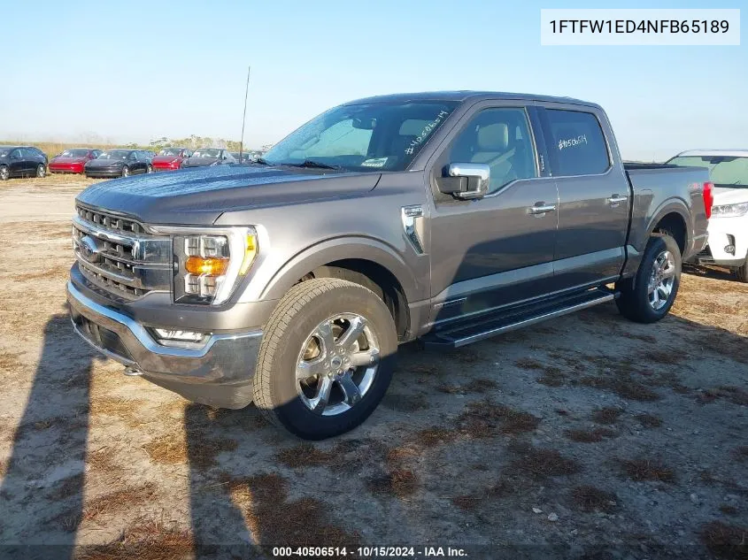 2022 Ford F-150 Lariat VIN: 1FTFW1ED4NFB65189 Lot: 40506514