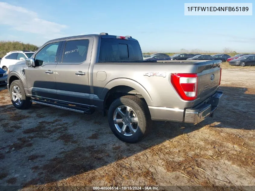 2022 Ford F-150 Lariat VIN: 1FTFW1ED4NFB65189 Lot: 40506514