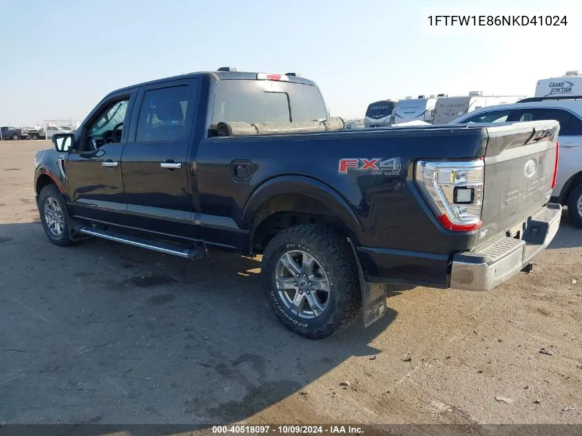 2022 Ford F-150 Supercrew VIN: 1FTFW1E86NKD41024 Lot: 40518097