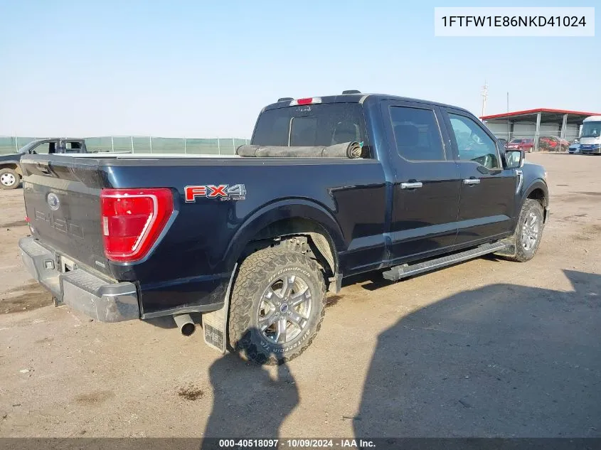 2022 Ford F-150 Supercrew VIN: 1FTFW1E86NKD41024 Lot: 40518097