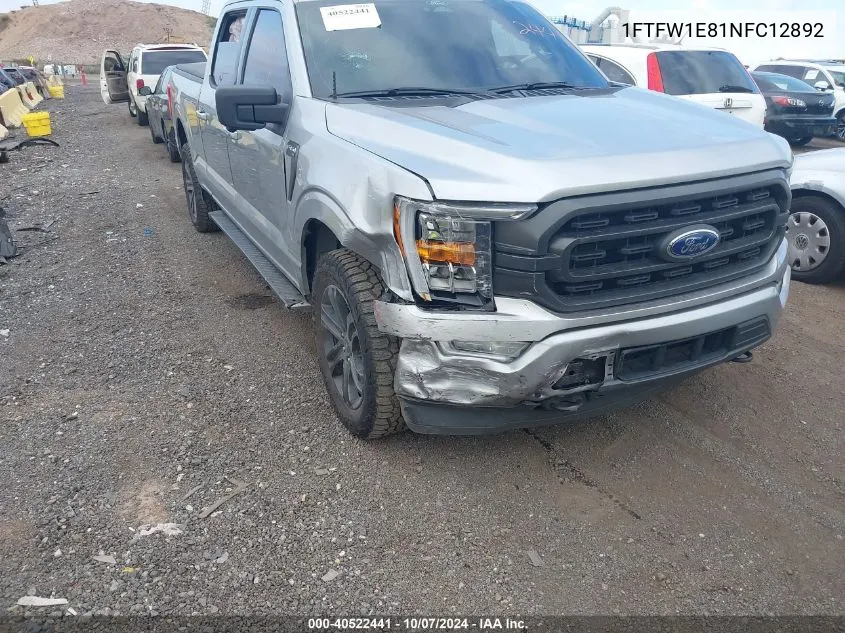 2022 Ford F150 Supercrew VIN: 1FTFW1E81NFC12892 Lot: 40522441