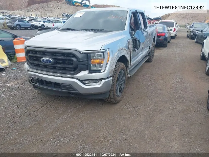 2022 Ford F150 Supercrew VIN: 1FTFW1E81NFC12892 Lot: 40522441