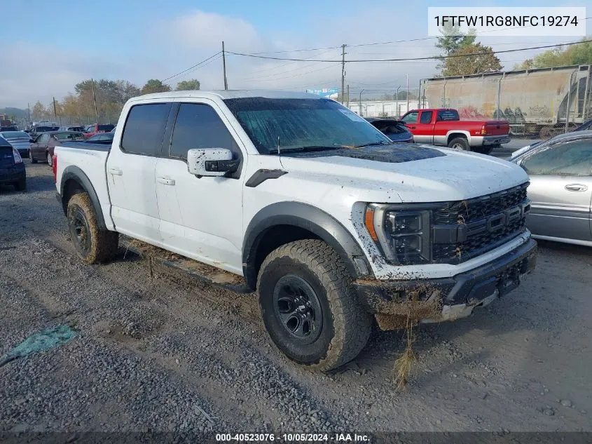 2022 Ford F150 Raptor VIN: 1FTFW1RG8NFC19274 Lot: 40523076