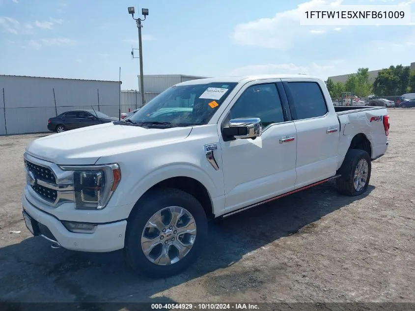 2022 Ford F-150 Platinum VIN: 1FTFW1E5XNFB61009 Lot: 40544929