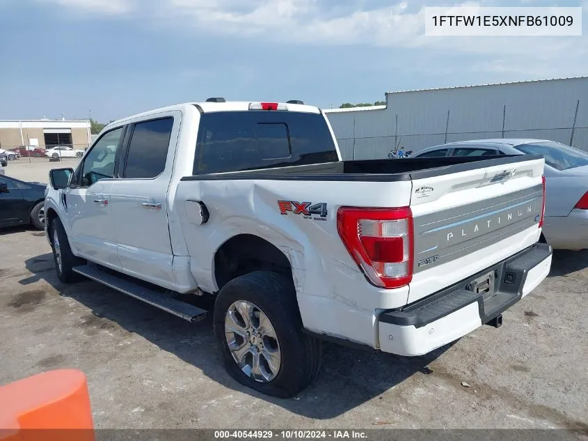 2022 Ford F-150 Platinum VIN: 1FTFW1E5XNFB61009 Lot: 40544929