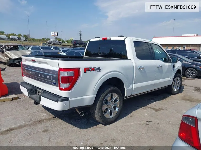 2022 Ford F-150 Platinum VIN: 1FTFW1E5XNFB61009 Lot: 40544929