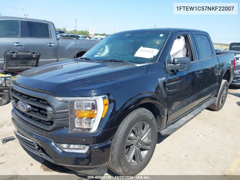 2022 Ford F-150 Xlt VIN: 1FTEW1C57NKF22007 Lot: 40545128