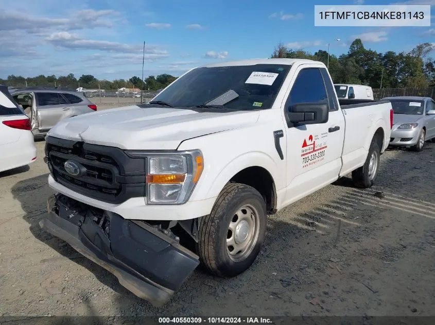 2022 Ford F-150 Xl VIN: 1FTMF1CB4NKE81143 Lot: 40550309