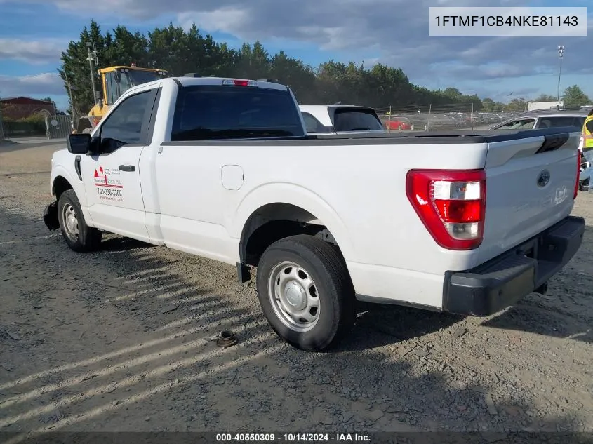 2022 Ford F-150 Xl VIN: 1FTMF1CB4NKE81143 Lot: 40550309