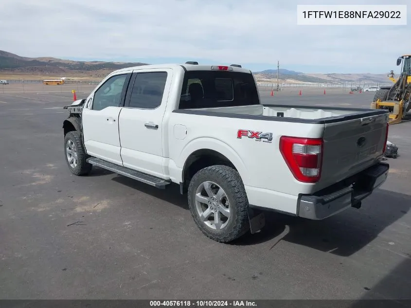 2022 Ford F-150 Lariat VIN: 1FTFW1E88NFA29022 Lot: 40576118