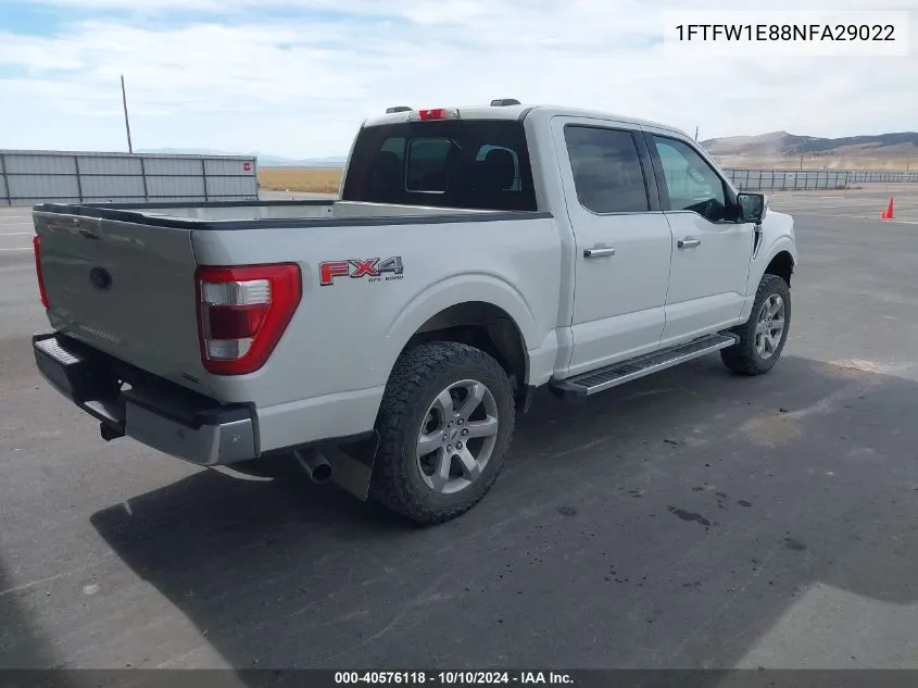 2022 Ford F-150 Lariat VIN: 1FTFW1E88NFA29022 Lot: 40576118