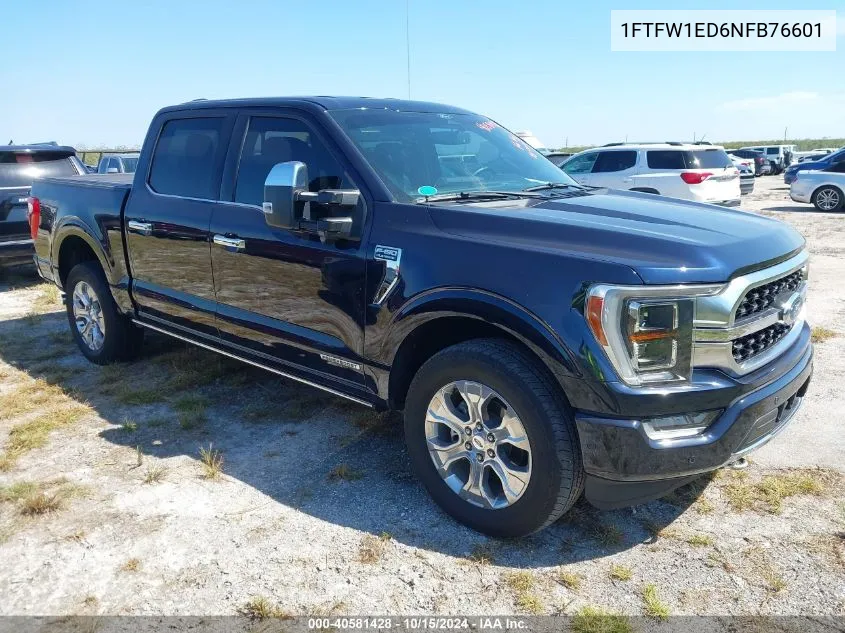 2022 Ford F-150 Platinum VIN: 1FTFW1ED6NFB76601 Lot: 40581428