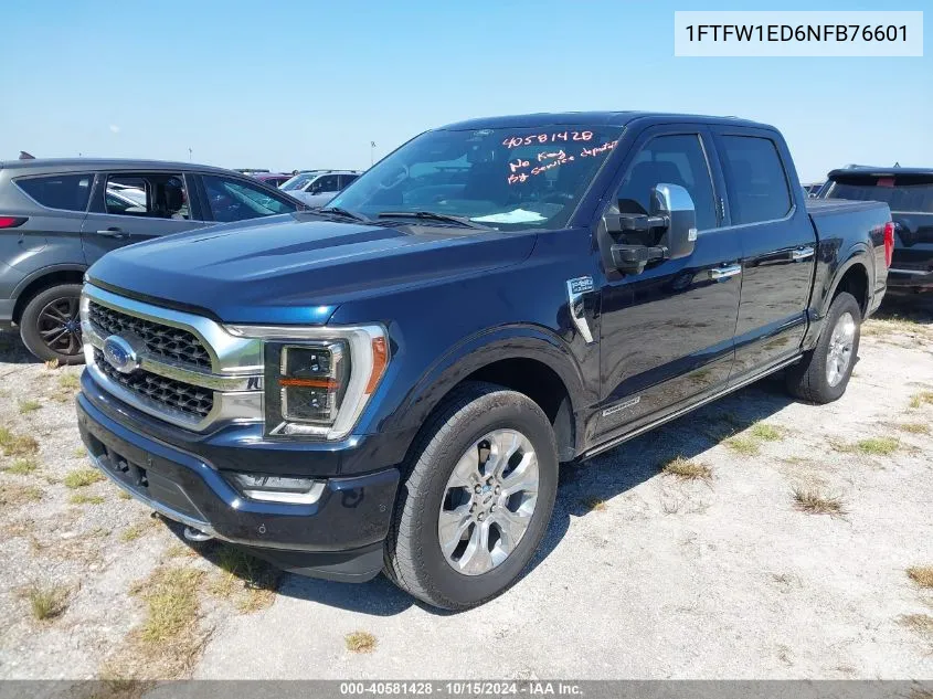 2022 Ford F-150 Platinum VIN: 1FTFW1ED6NFB76601 Lot: 40581428