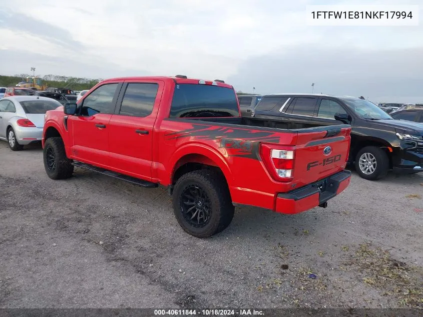 2022 Ford F-150 Xl VIN: 1FTFW1E81NKF17994 Lot: 40611844